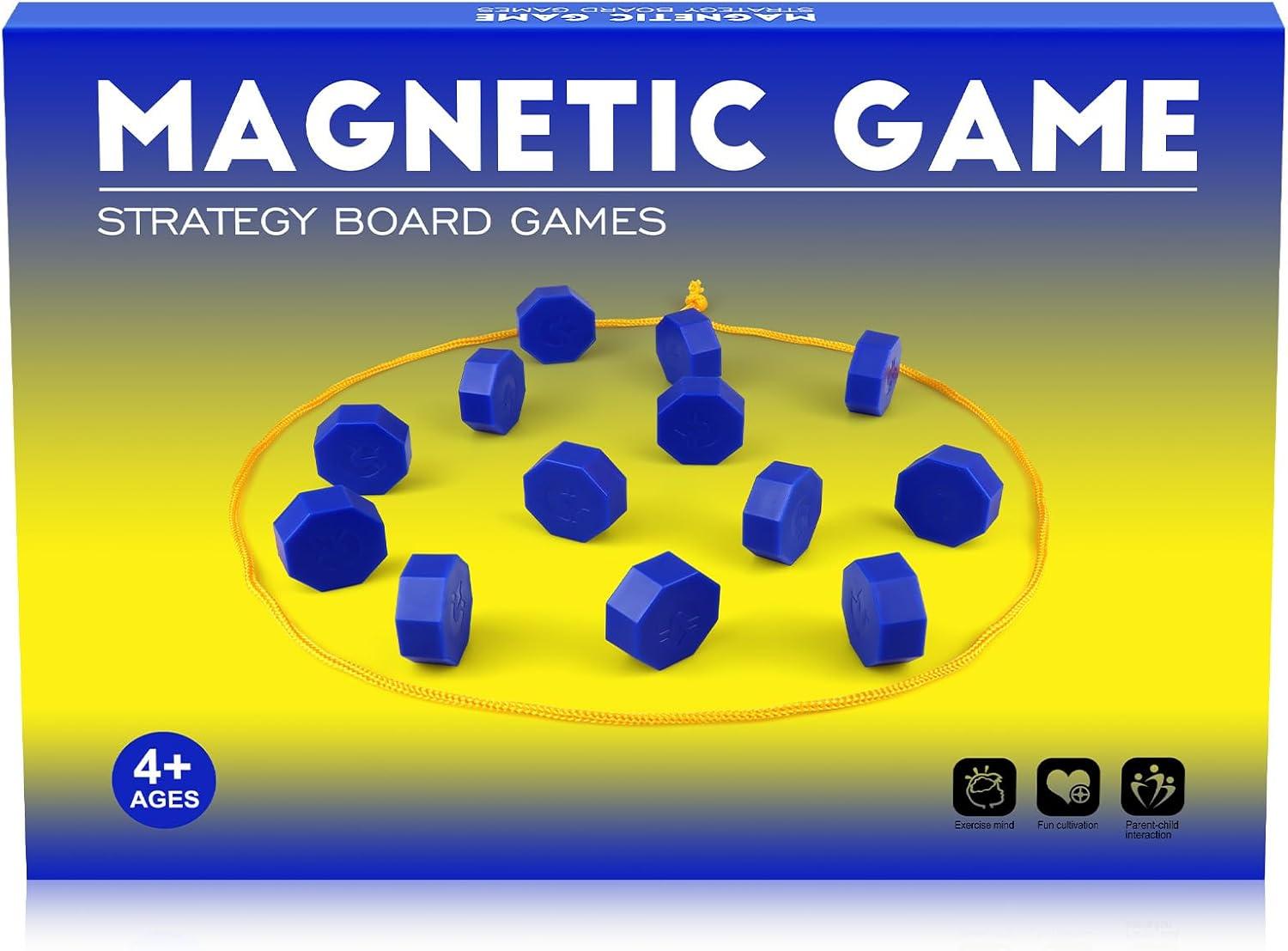 Bameca Magnetic Chess Game with Full-Size Stones, Magnet Game with String, for Family & Party & Travel & Camping, Puzzle Strategy Games, 2 Player Games for Kids & Adults